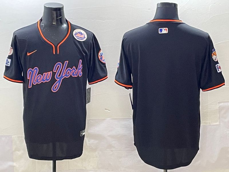 Men New York Mets Blank Black Throwback 2025 Nike MLB Jersey style 5078